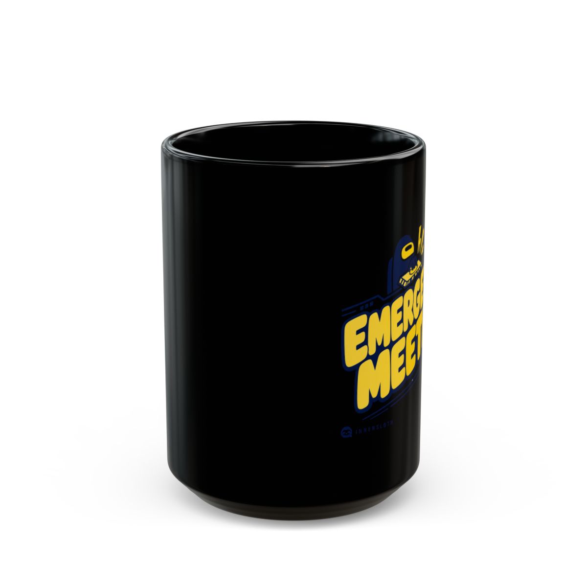 Among Us "Emergency Meeting" Black Mug - alternate angle 2, merchandise
