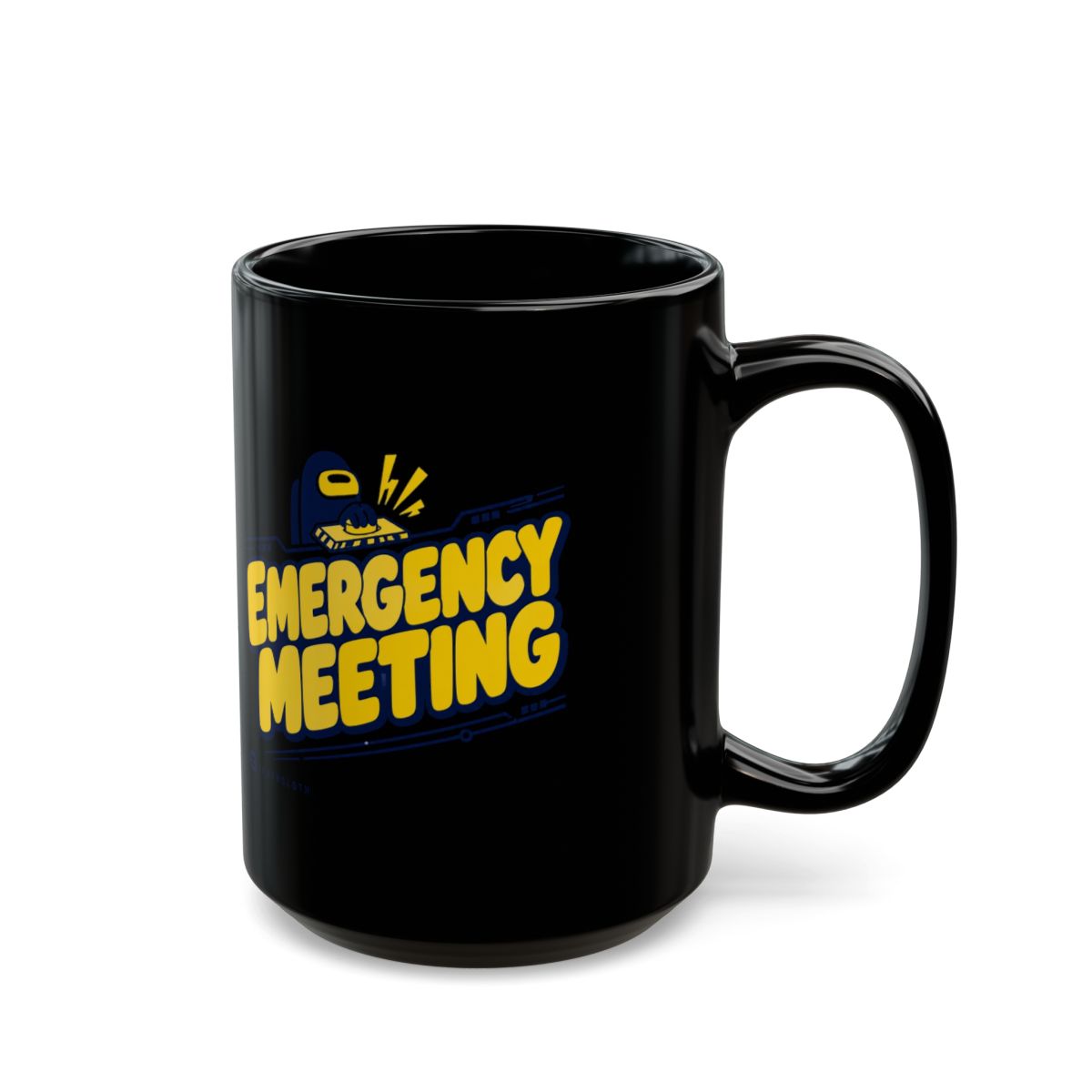 Among Us "Emergency Meeting" Black Mug - alternate angle 5, merchandise