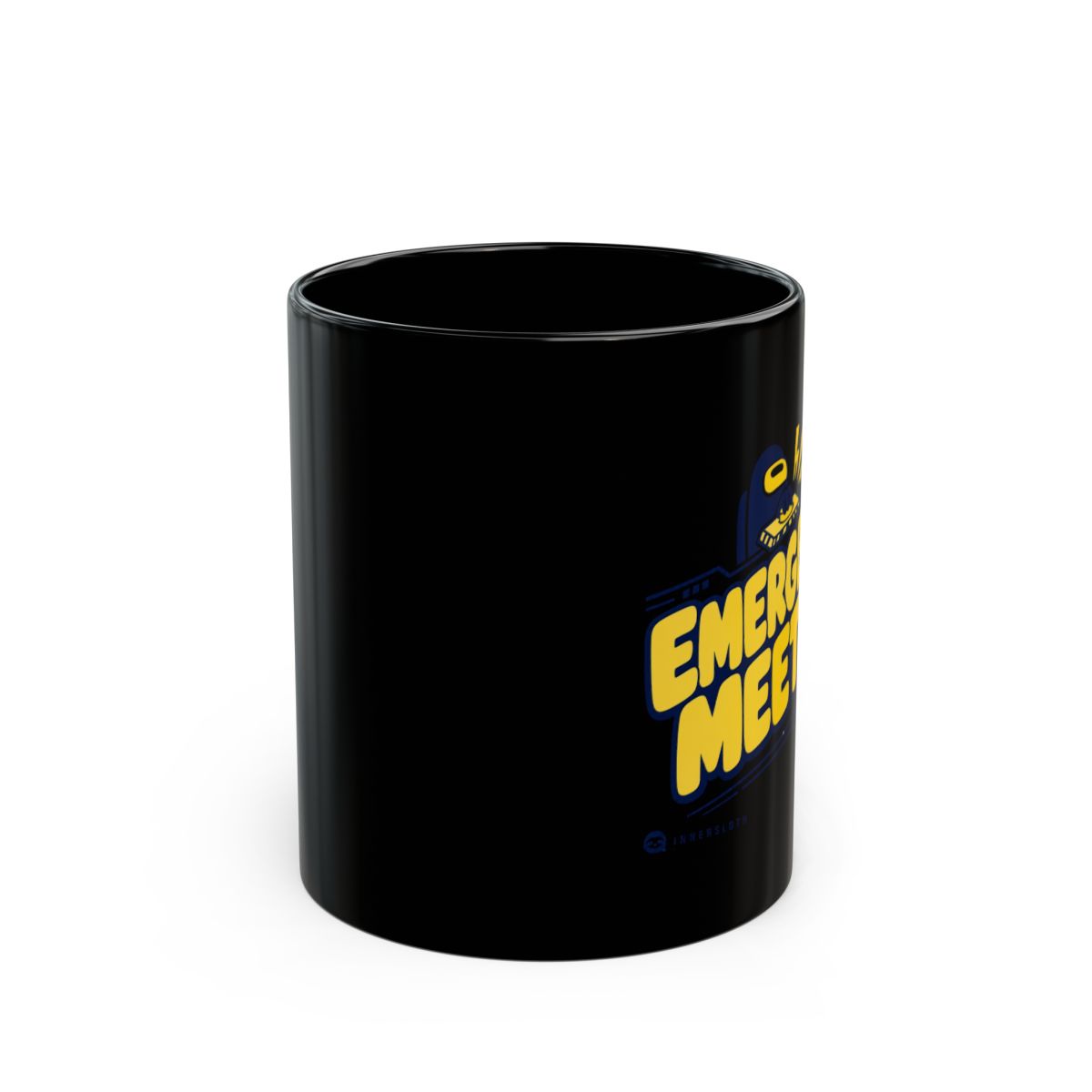 Among Us "Emergency Meeting" Black Mug - alternate angle 1, merchandise