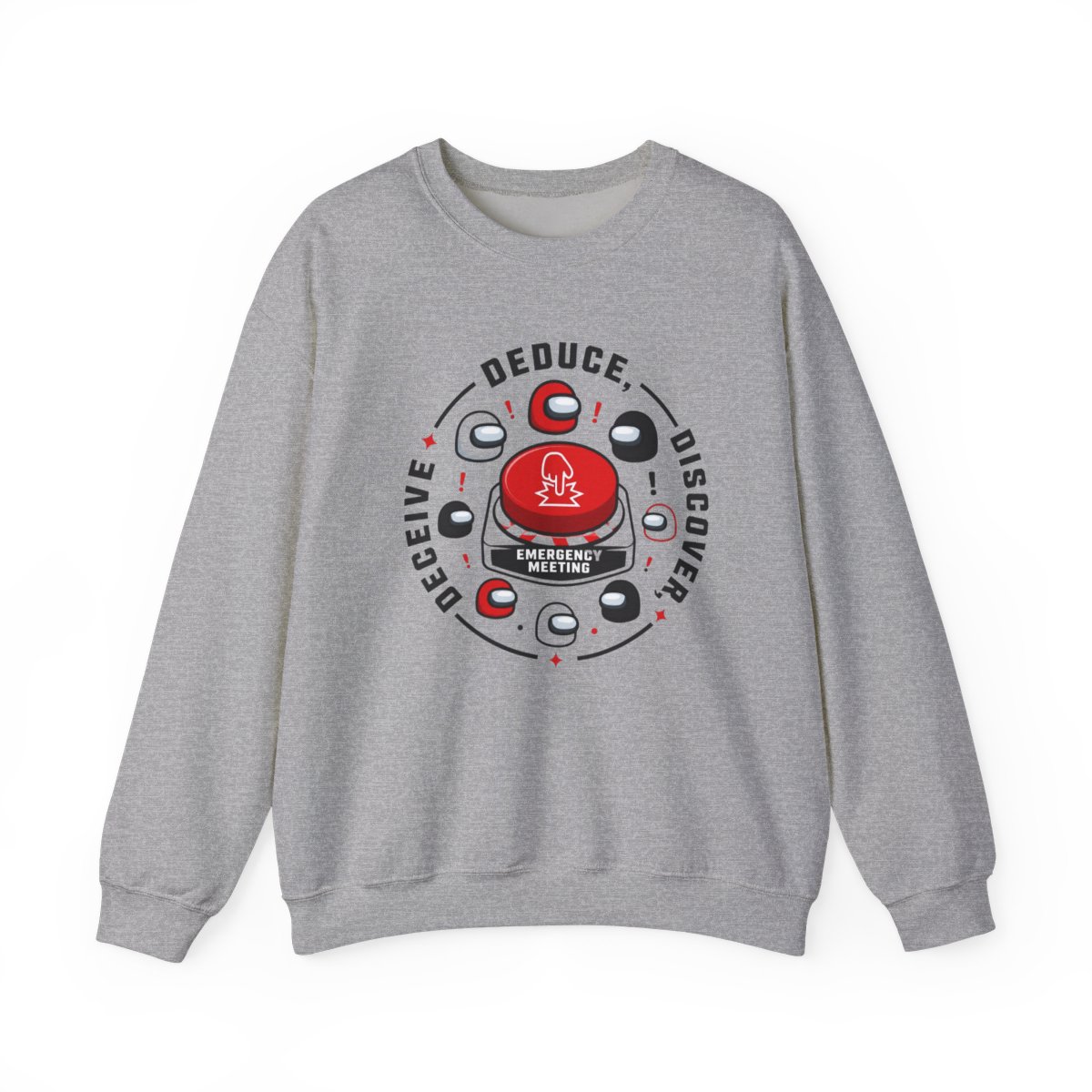 Among Us "DEDUCE, DISCOVER, DECEIVE" Crewneck - alternate angle 2, merchandise