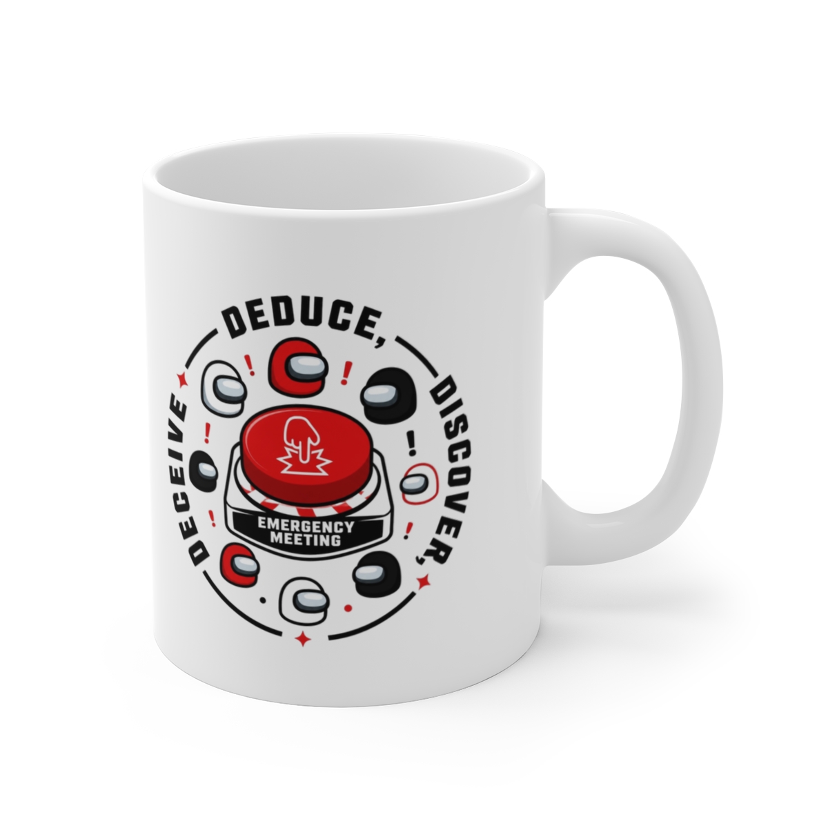 Among Us "DEDUCE, DISCOVER, DECEIVE" White Mug