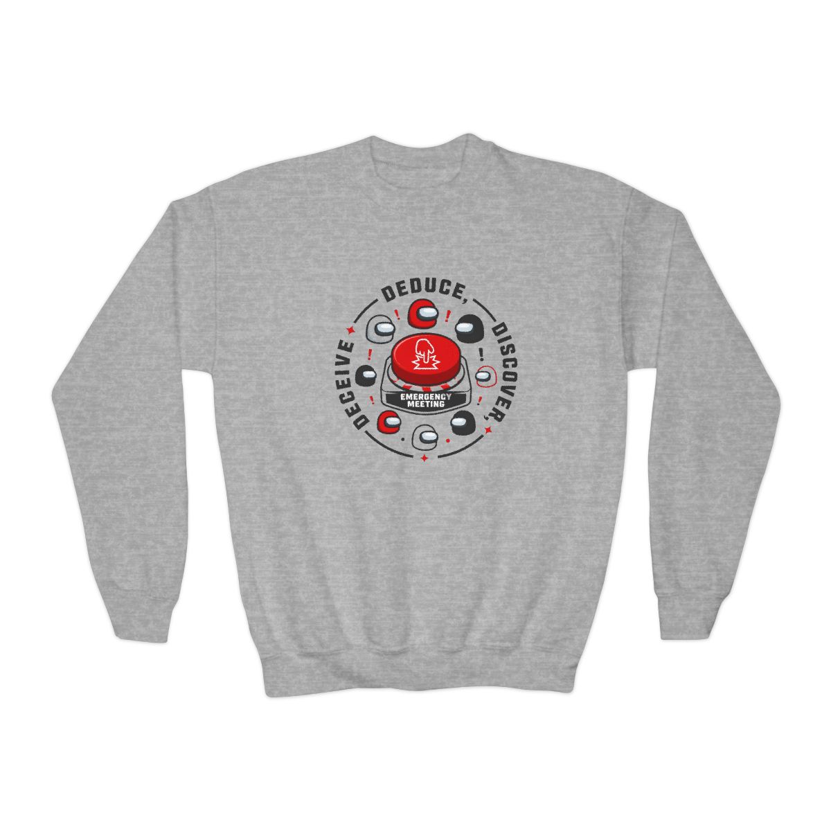 Among Us "DEDUCE, DISCOVER, DECEIVE" Kids Crewneck