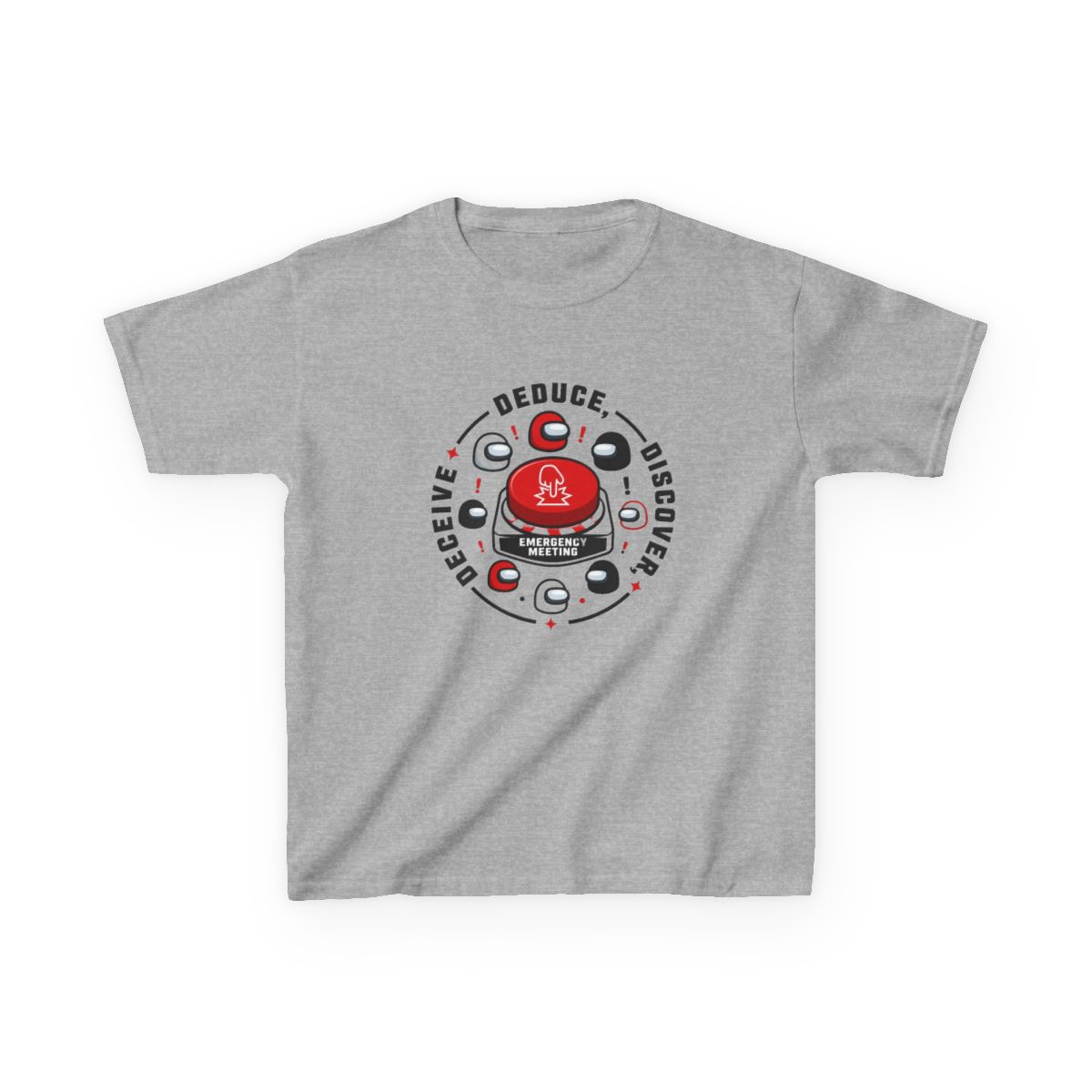 Among Us "DEDUCE, DISCOVER, DECEIVE" Unisex Kids Tee - alternate angle 2, merchandise