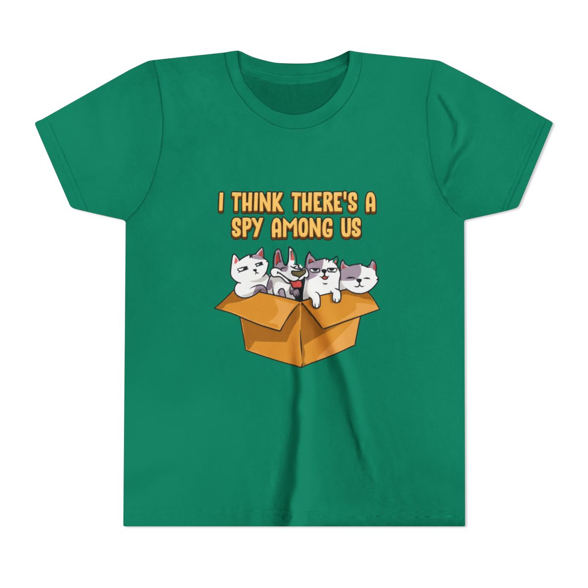 Cute & Funny I Think There's A Spy Among Us Cats Kids T Shirt - alternate angle 4, merchandise