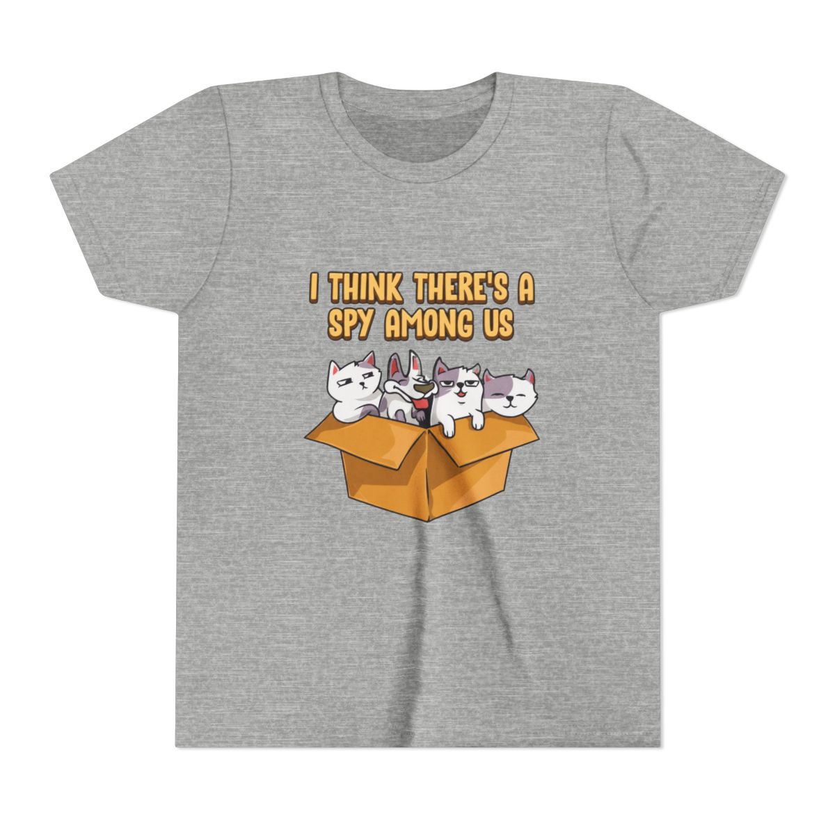 Cute & Funny I Think There's A Spy Among Us Cats Kids T Shirt - alternate angle 5, merchandise