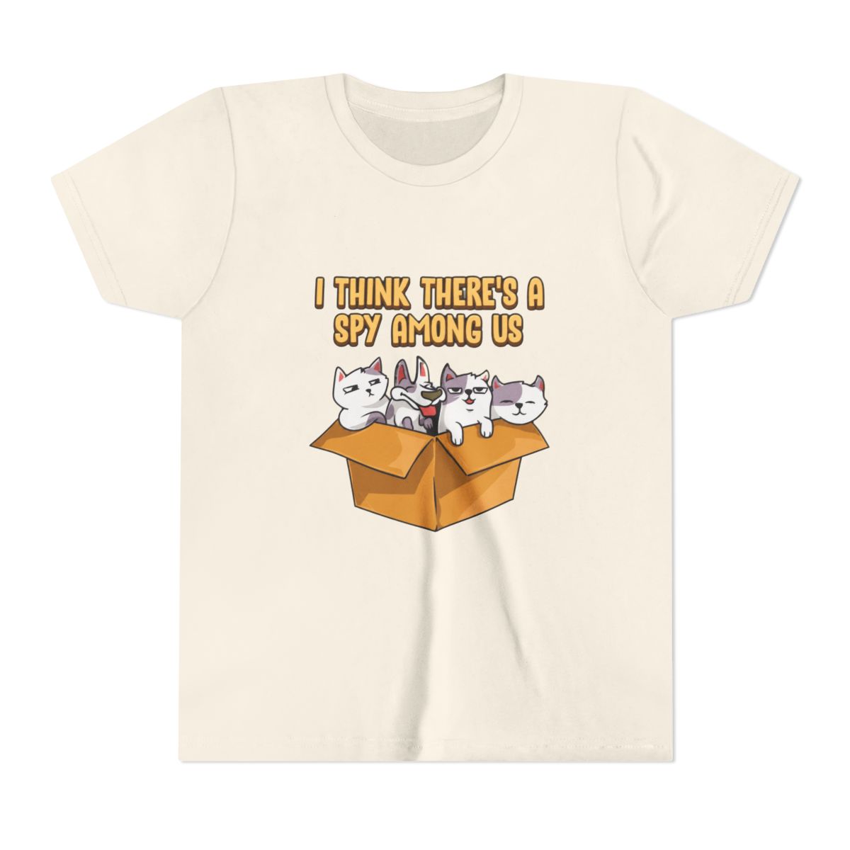 Cute & Funny I Think There's A Spy Among Us Cats Kids T Shirt - alternate angle 3, merchandise